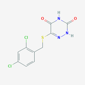 molecular formula C10H7Cl2N3O2S B3908916 6-[(2,4-dichlorobenzyl)thio]-1,2,4-triazine-3,5(2H,4H)-dione 