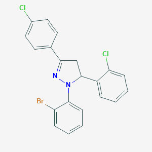 1-(2-bromophenyl)-5-(2-chlorophenyl)-3-(4-chlorophenyl)-4,5-dihydro-1H-pyrazole