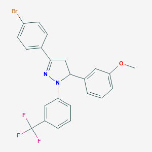 molecular formula C23H18BrF3N2O B390896 3-(4-bromophenyl)-5-(3-methoxyphenyl)-1-[3-(trifluoromethyl)phenyl]-4,5-dihydro-1H-pyrazole 