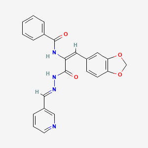 molecular formula C23H18N4O4 B3908976 N-(2-(1,3-benzodioxol-5-yl)-1-{[2-(3-pyridinylmethylene)hydrazino]carbonyl}vinyl)benzamide 