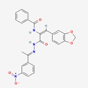 molecular formula C25H20N4O6 B3908984 N-[2-(1,3-benzodioxol-5-yl)-1-({2-[1-(3-nitrophenyl)ethylidene]hydrazino}carbonyl)vinyl]benzamide 