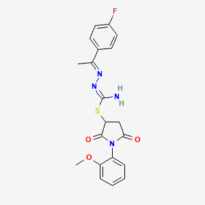 1-(2-methoxyphenyl)-2,5-dioxo-3-pyrrolidinyl N'-[1-(4-fluorophenyl)ethylidene]hydrazonothiocarbamate