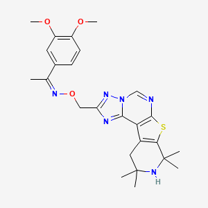 molecular formula C25H30N6O3S B3909007 1-(3,4-dimethoxyphenyl)ethanone O-[(8,8,10,10-tetramethyl-8,9,10,11-tetrahydropyrido[4',3':4,5]thieno[3,2-e][1,2,4]triazolo[1,5-c]pyrimidin-2-yl)methyl]oxime 