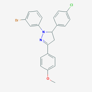 molecular formula C22H18BrClN2O B390901 1-(3-bromophenyl)-5-(4-chlorophenyl)-3-(4-methoxyphenyl)-4,5-dihydro-1H-pyrazole 