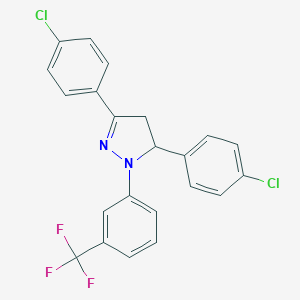 molecular formula C22H15Cl2F3N2 B390904 3,5-bis(4-chlorophenyl)-1-[3-(trifluoromethyl)phenyl]-4,5-dihydro-1H-pyrazole 