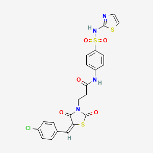 molecular formula C22H17ClN4O5S3 B3909040 3-[5-(4-chlorobenzylidene)-2,4-dioxo-1,3-thiazolidin-3-yl]-N-{4-[(1,3-thiazol-2-ylamino)sulfonyl]phenyl}propanamide 