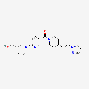 molecular formula C22H31N5O2 B3909047 {1-[5-({4-[2-(1H-pyrazol-1-yl)ethyl]-1-piperidinyl}carbonyl)-2-pyridinyl]-3-piperidinyl}methanol 