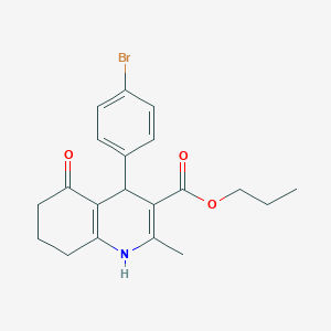 molecular formula C20H22BrNO3 B3909054 propyl 4-(4-bromophenyl)-2-methyl-5-oxo-1,4,5,6,7,8-hexahydro-3-quinolinecarboxylate 