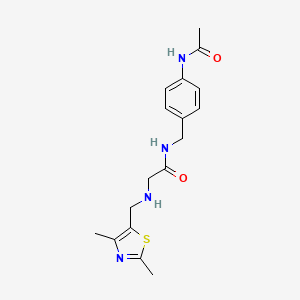 molecular formula C17H22N4O2S B3909081 N-[4-(acetylamino)benzyl]-2-{[(2,4-dimethyl-1,3-thiazol-5-yl)methyl]amino}acetamide 