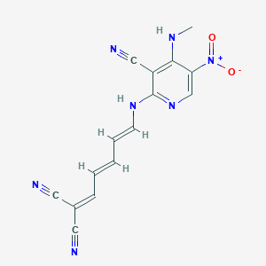 molecular formula C15H11N7O2 B3909099 (5-{[3-cyano-4-(methylamino)-5-nitro-2-pyridinyl]amino}-2,4-pentadien-1-ylidene)malononitrile 