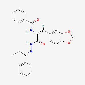 molecular formula C26H23N3O4 B3909109 N-(2-(1,3-benzodioxol-5-yl)-1-{[2-(1-phenylpropylidene)hydrazino]carbonyl}vinyl)benzamide 