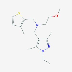 molecular formula C17H27N3OS B3909119 N-[(1-ethyl-3,5-dimethyl-1H-pyrazol-4-yl)methyl]-2-methoxy-N-[(3-methyl-2-thienyl)methyl]ethanamine 