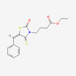 molecular formula C16H17NO3S2 B3909122 ethyl 4-(5-benzylidene-2-oxo-4-thioxo-1,3-thiazolidin-3-yl)butanoate 