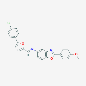 molecular formula C25H17ClN2O3 B390913 N-{[5-(4-chlorophenyl)-2-furyl]methylene}-N-[2-(4-methoxyphenyl)-1,3-benzoxazol-5-yl]amine 