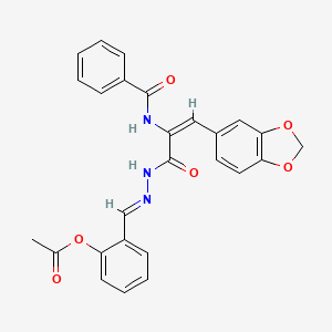 2-{2-[3-(1,3-benzodioxol-5-yl)-2-(benzoylamino)acryloyl]carbonohydrazonoyl}phenyl acetate