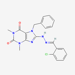 molecular formula C21H19ClN6O2 B3909177 2-chlorobenzaldehyde (7-benzyl-1,3-dimethyl-2,6-dioxo-2,3,6,7-tetrahydro-1H-purin-8-yl)hydrazone 