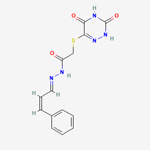 molecular formula C14H13N5O3S B3909221 2-[(3,5-dioxo-2,3,4,5-tetrahydro-1,2,4-triazin-6-yl)thio]-N'-(3-phenyl-2-propen-1-ylidene)acetohydrazide 