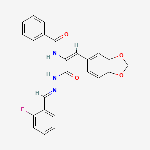 molecular formula C24H18FN3O4 B3909226 N-(2-(1,3-benzodioxol-5-yl)-1-{[2-(2-fluorobenzylidene)hydrazino]carbonyl}vinyl)benzamide 