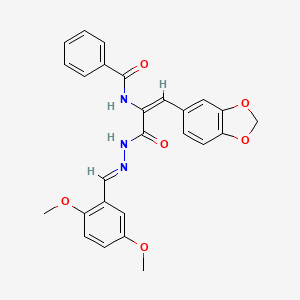 molecular formula C26H23N3O6 B3909243 N-(2-(1,3-benzodioxol-5-yl)-1-{[2-(2,5-dimethoxybenzylidene)hydrazino]carbonyl}vinyl)benzamide 