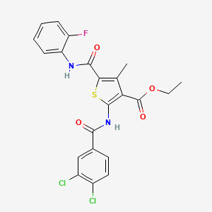 molecular formula C22H17Cl2FN2O4S B3909251 ethyl 2-[(3,4-dichlorobenzoyl)amino]-5-{[(2-fluorophenyl)amino]carbonyl}-4-methyl-3-thiophenecarboxylate 