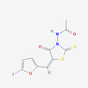 molecular formula C10H7IN2O3S2 B3909263 N-{5-[(5-iodo-2-furyl)methylene]-4-oxo-2-thioxo-1,3-thiazolidin-3-yl}acetamide 