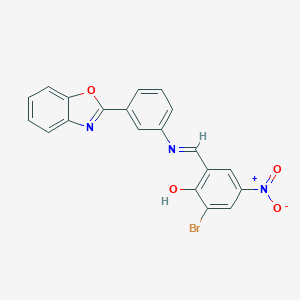 molecular formula C20H12BrN3O4 B390928 2-({[3-(1,3-Benzoxazol-2-yl)phenyl]imino}methyl)-6-bromo-4-nitrophenol 