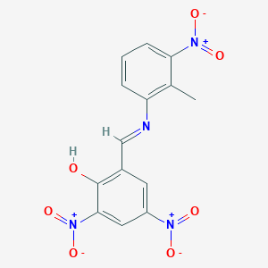 molecular formula C14H10N4O7 B390930 2,4-Bisnitro-6-[({3-nitro-2-methylphenyl}imino)methyl]phenol 