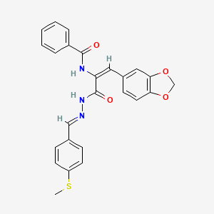 molecular formula C25H21N3O4S B3909311 N-[2-(1,3-benzodioxol-5-yl)-1-({2-[4-(methylthio)benzylidene]hydrazino}carbonyl)vinyl]benzamide 