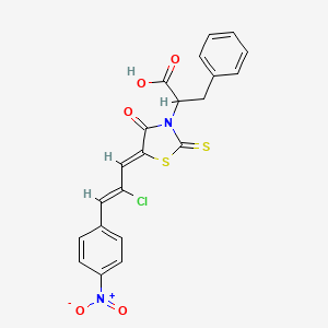 molecular formula C21H15ClN2O5S2 B3909317 2-{5-[2-chloro-3-(4-nitrophenyl)-2-propen-1-ylidene]-4-oxo-2-thioxo-1,3-thiazolidin-3-yl}-3-phenylpropanoic acid 