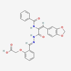 molecular formula C26H21N3O7 B3909323 (2-{2-[3-(1,3-benzodioxol-5-yl)-2-(benzoylamino)acryloyl]carbonohydrazonoyl}phenoxy)acetic acid 