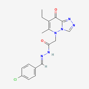 molecular formula C17H17ClN6O2 B3909331 N'-(4-chlorobenzylidene)-2-(7-ethyl-6-methyl-8-oxo[1,2,4]triazolo[4,3-b]pyridazin-5(8H)-yl)acetohydrazide 