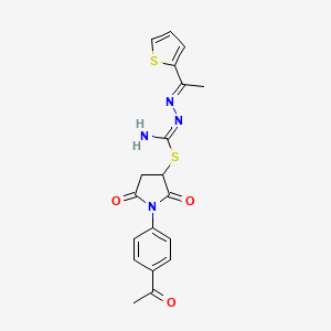 molecular formula C19H18N4O3S2 B3909352 1-(4-acetylphenyl)-2,5-dioxo-3-pyrrolidinyl N'-[1-(2-thienyl)ethylidene]hydrazonothiocarbamate 