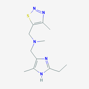 molecular formula C12H19N5S B3909356 1-(2-ethyl-4-methyl-1H-imidazol-5-yl)-N-methyl-N-[(4-methyl-1,2,3-thiadiazol-5-yl)methyl]methanamine 