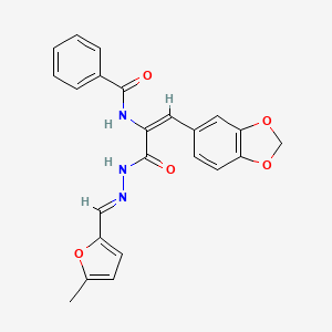 molecular formula C23H19N3O5 B3909360 N-[2-(1,3-benzodioxol-5-yl)-1-({2-[(5-methyl-2-furyl)methylene]hydrazino}carbonyl)vinyl]benzamide 