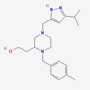 molecular formula C21H32N4O B3909398 2-[4-[(5-isopropyl-1H-pyrazol-3-yl)methyl]-1-(4-methylbenzyl)-2-piperazinyl]ethanol 
