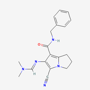 molecular formula C19H21N5O B3909411 N-benzyl-5-cyano-6-{[(dimethylamino)methylene]amino}-2,3-dihydro-1H-pyrrolizine-7-carboxamide 