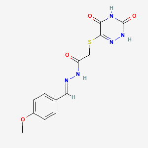 molecular formula C13H13N5O4S B3909438 2-[(3,5-dioxo-2,3,4,5-tetrahydro-1,2,4-triazin-6-yl)thio]-N'-(4-methoxybenzylidene)acetohydrazide 