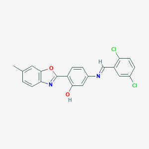 molecular formula C21H14Cl2N2O2 B390944 5-[(2,5-Dichlorobenzylidene)amino]-2-(6-methyl-1,3-benzoxazol-2-yl)phenol 