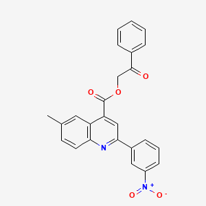 molecular formula C25H18N2O5 B3909473 2-oxo-2-phenylethyl 6-methyl-2-(3-nitrophenyl)-4-quinolinecarboxylate 