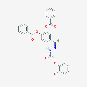 molecular formula C30H24N2O7 B390948 2-(Benzoyloxy)-4-{2-[(2-methoxyphenoxy)acetyl]carbohydrazonoyl}phenyl benzoate 