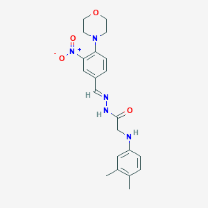 molecular formula C21H25N5O4 B390949 2-(3,4-dimethylanilino)-N'-[3-nitro-4-(4-morpholinyl)benzylidene]acetohydrazide 
