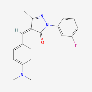 molecular formula C19H18FN3O B3909490 4-[4-(dimethylamino)benzylidene]-2-(3-fluorophenyl)-5-methyl-2,4-dihydro-3H-pyrazol-3-one 