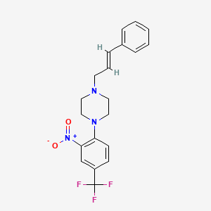 molecular formula C20H20F3N3O2 B3909502 1-[2-nitro-4-(trifluoromethyl)phenyl]-4-(3-phenyl-2-propen-1-yl)piperazine 