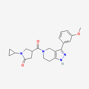 molecular formula C21H24N4O3 B3909521 1-cyclopropyl-4-{[3-(3-methoxyphenyl)-1,4,6,7-tetrahydro-5H-pyrazolo[4,3-c]pyridin-5-yl]carbonyl}-2-pyrrolidinone 
