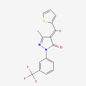 molecular formula C16H11F3N2OS B3909529 5-methyl-4-(2-thienylmethylene)-2-[3-(trifluoromethyl)phenyl]-2,4-dihydro-3H-pyrazol-3-one CAS No. 6052-52-4