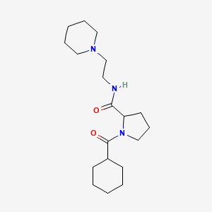 molecular formula C19H33N3O2 B3909535 1-(cyclohexylcarbonyl)-N-(2-piperidin-1-ylethyl)pyrrolidine-2-carboxamide 
