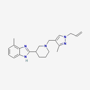 molecular formula C21H27N5 B3909540 2-{1-[(1-allyl-3-methyl-1H-pyrazol-4-yl)methyl]piperidin-3-yl}-4-methyl-1H-benzimidazole 
