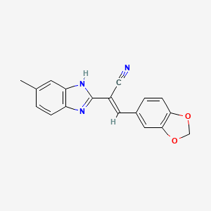 3-(1,3-benzodioxol-5-yl)-2-(6-methyl-1H-benzimidazol-2-yl)acrylonitrile