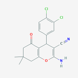 molecular formula C18H16Cl2N2O2 B390957 2-amino-4-(3,4-dichlorophenyl)-7,7-dimethyl-5-oxo-5,6,7,8-tetrahydro-4H-chromene-3-carbonitrile CAS No. 297162-30-2
