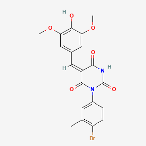 molecular formula C20H17BrN2O6 B3909574 1-(4-bromo-3-methylphenyl)-5-(4-hydroxy-3,5-dimethoxybenzylidene)-2,4,6(1H,3H,5H)-pyrimidinetrione 